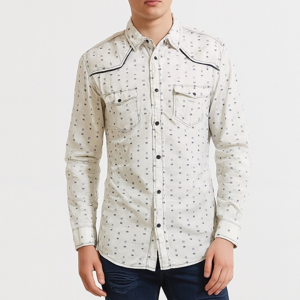 Helix Long Sleeve Western Casual Button Down Men’s Shirt